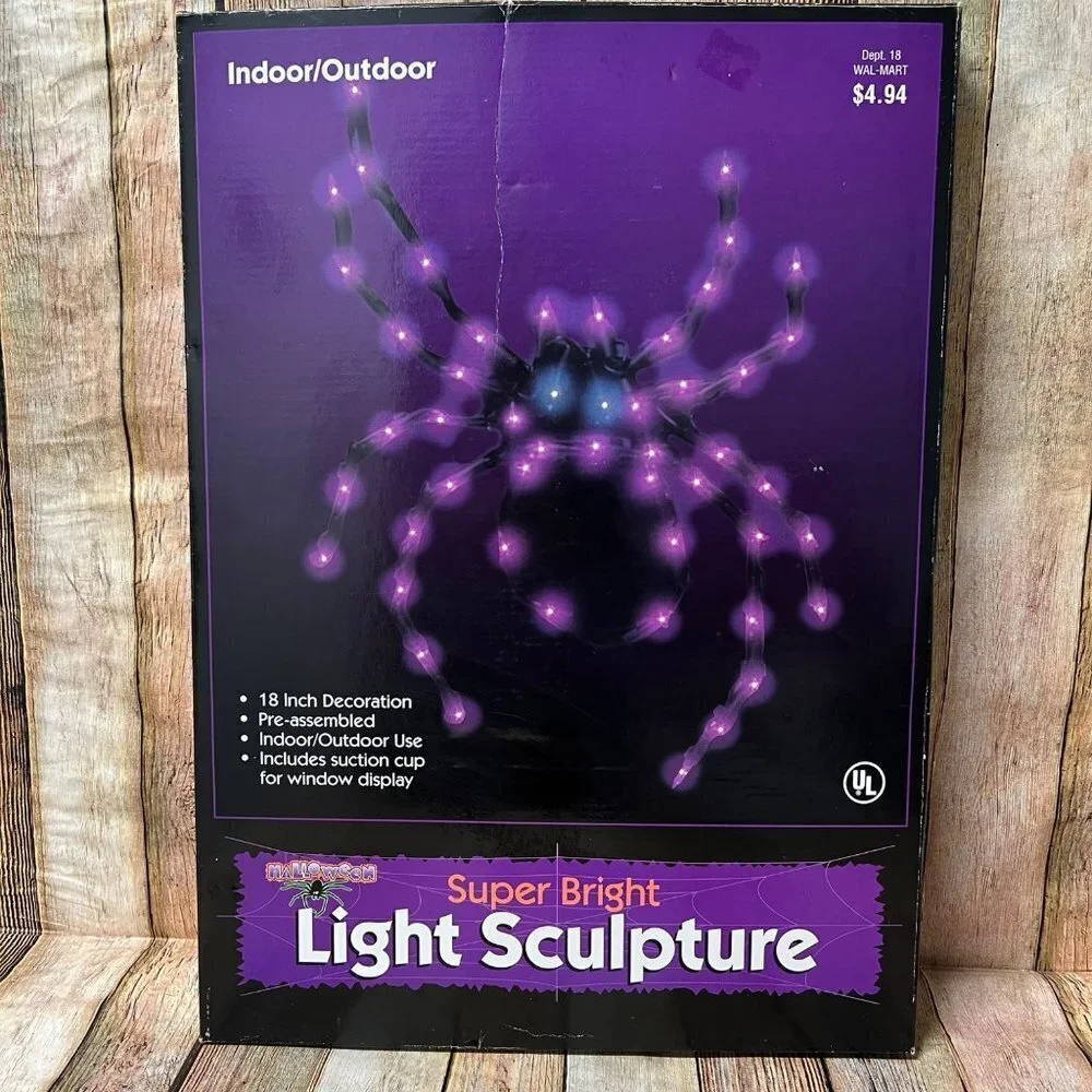 Vtg.Walmart Halloween Super Bright Spider Sculpture 18 in